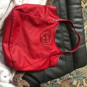Tory Burch red dipped canvas bag